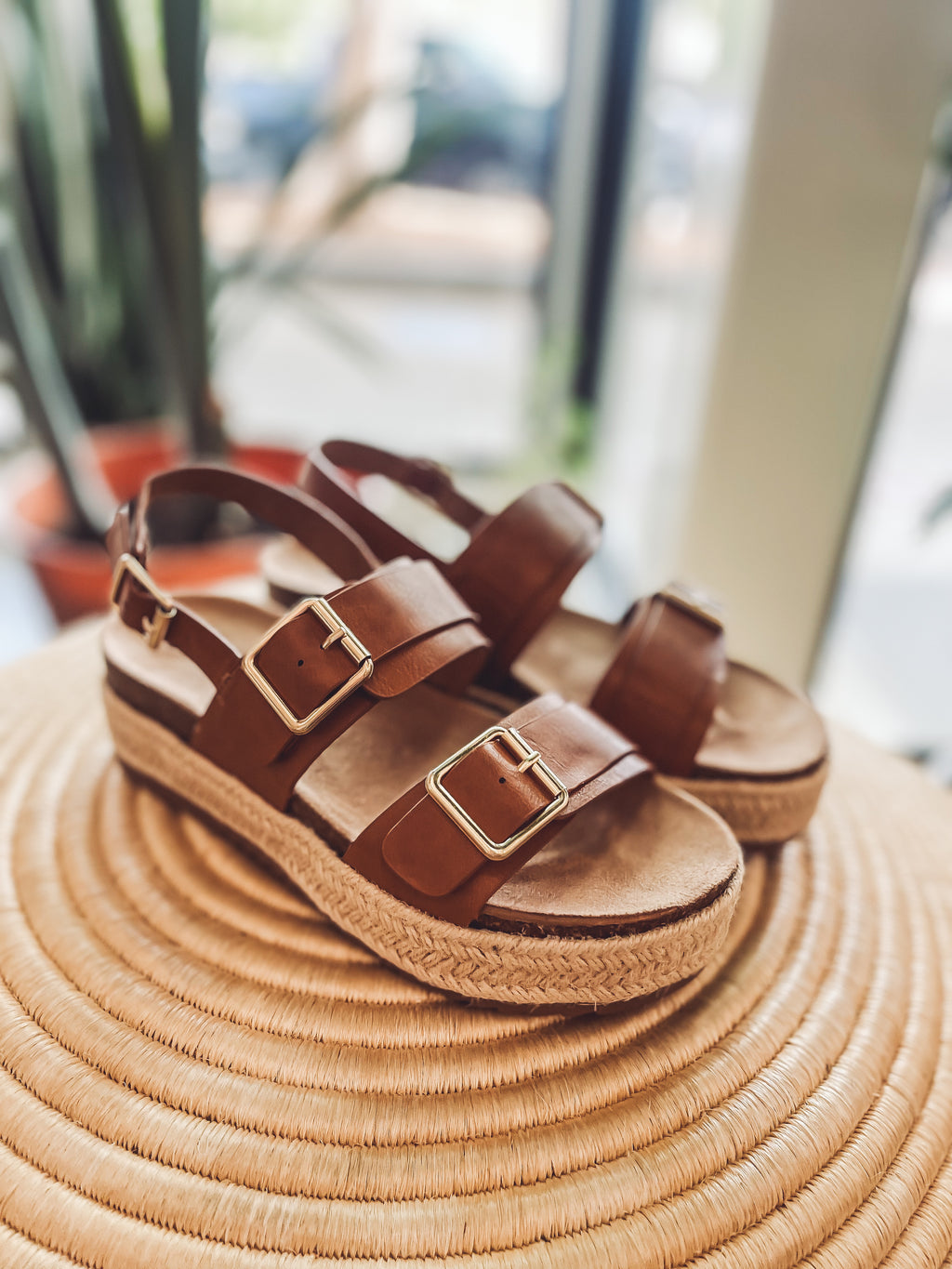 Double buckle platform sandals