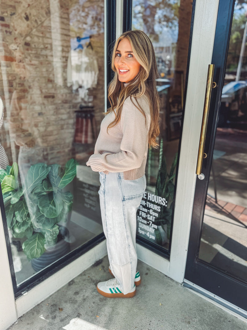Mock neck sweater - Taupe