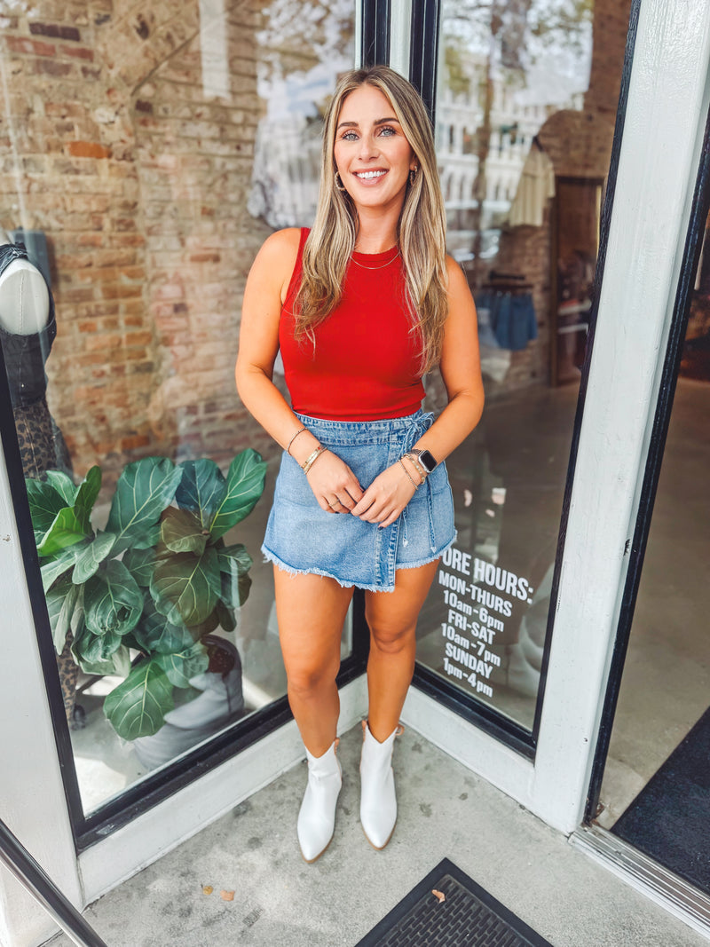 Round neck bodysuit - Crimson