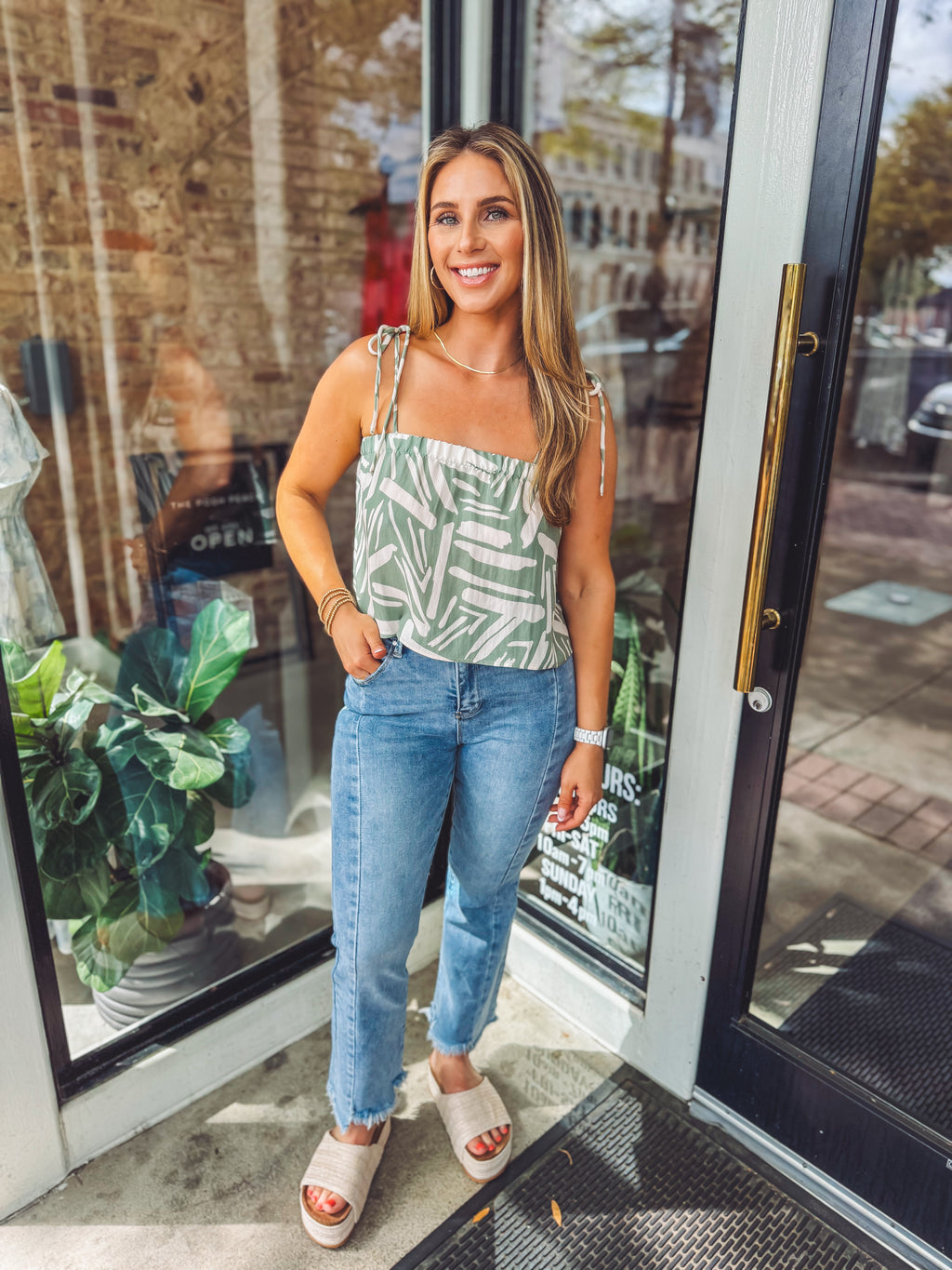Sage abstract cami top