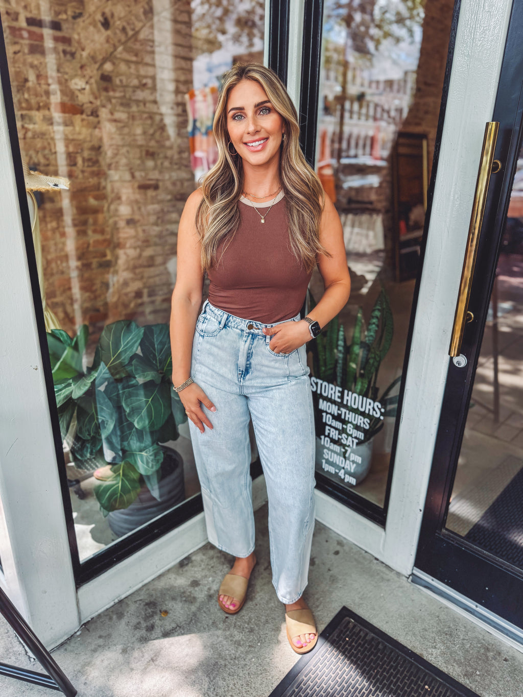 Color block bodysuit - mocha