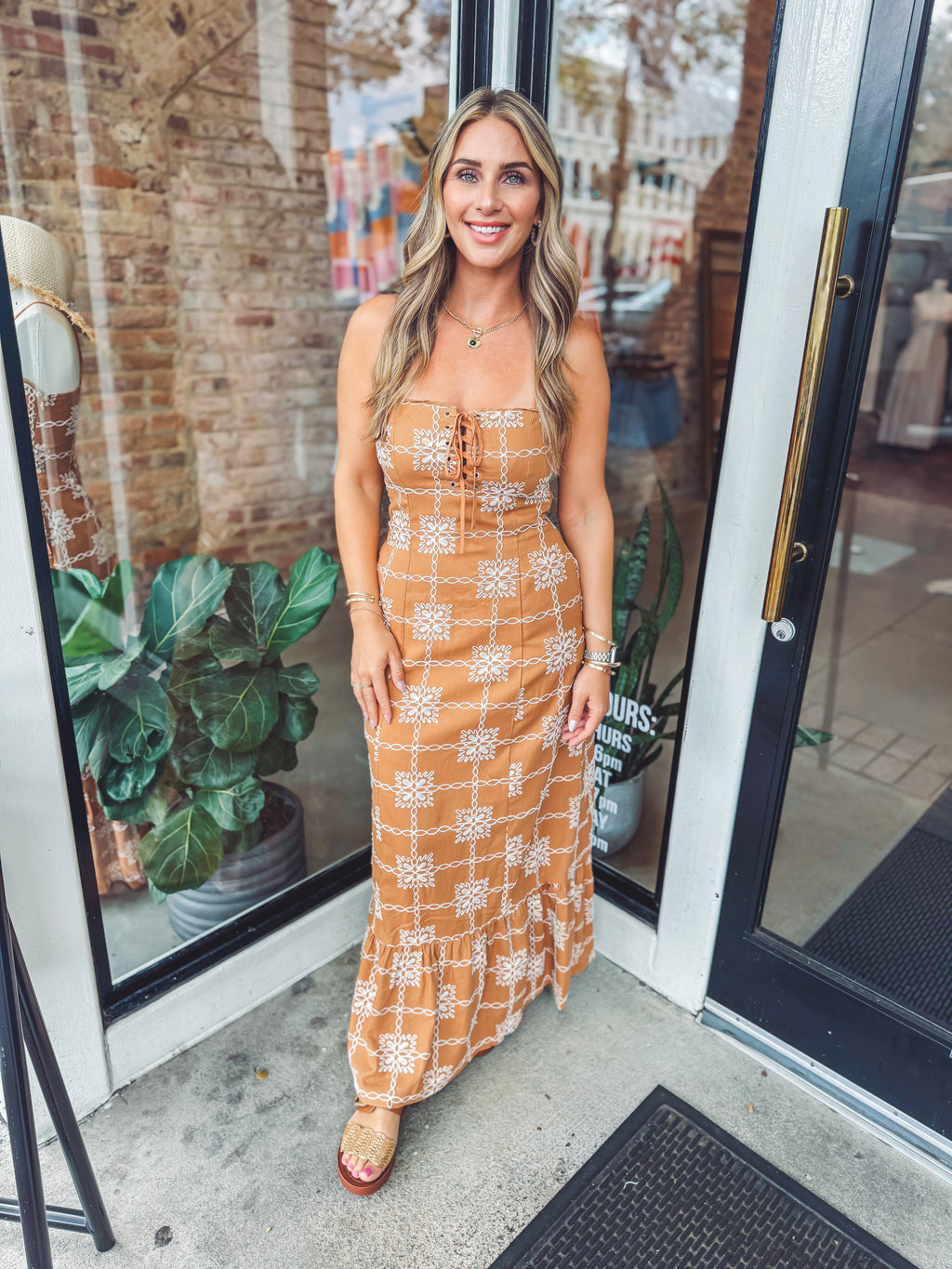 Embroidered linen maxi dress