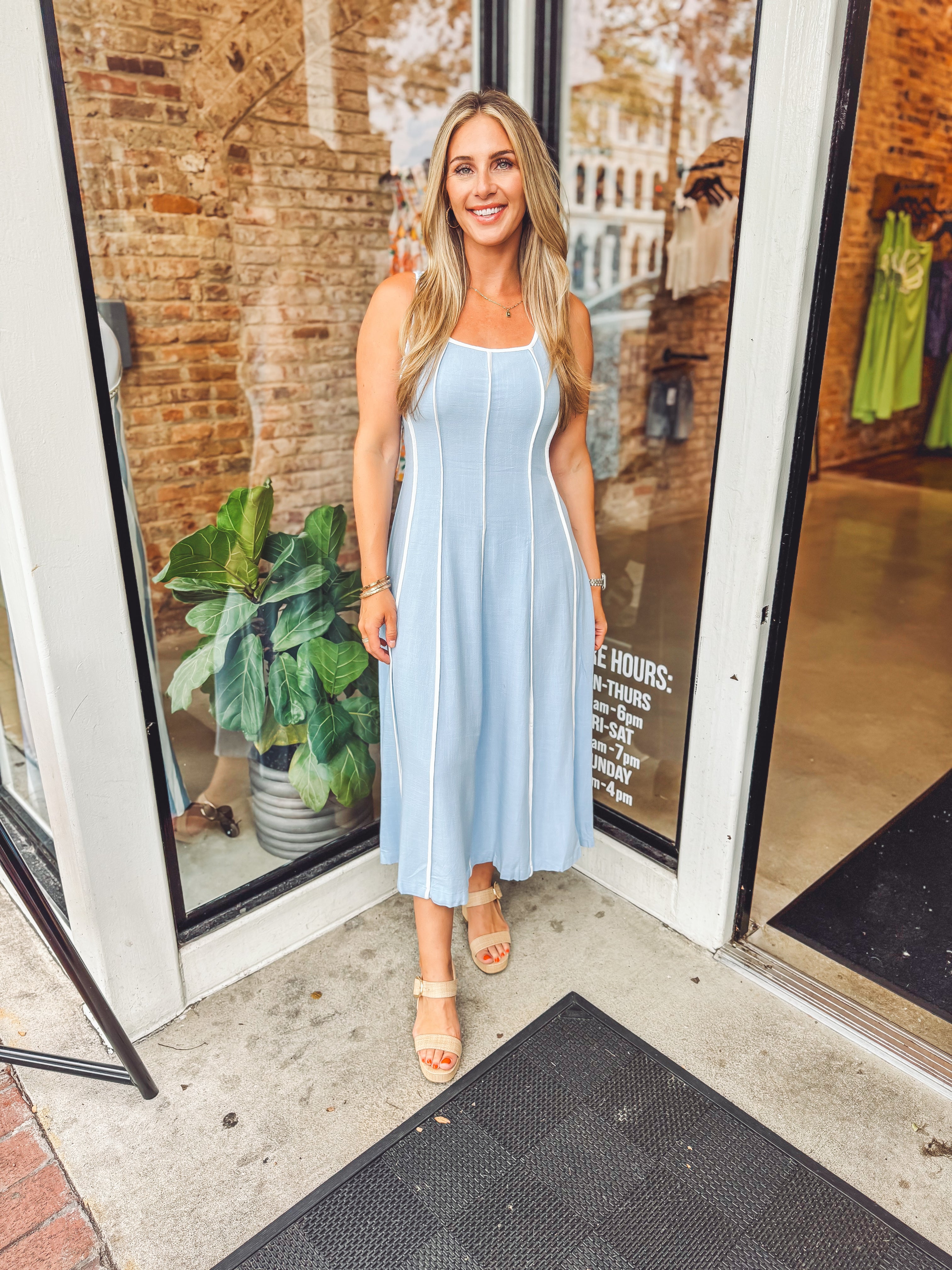 dusty blue linen dress Lightweight Linen Cotton Lounge Dress