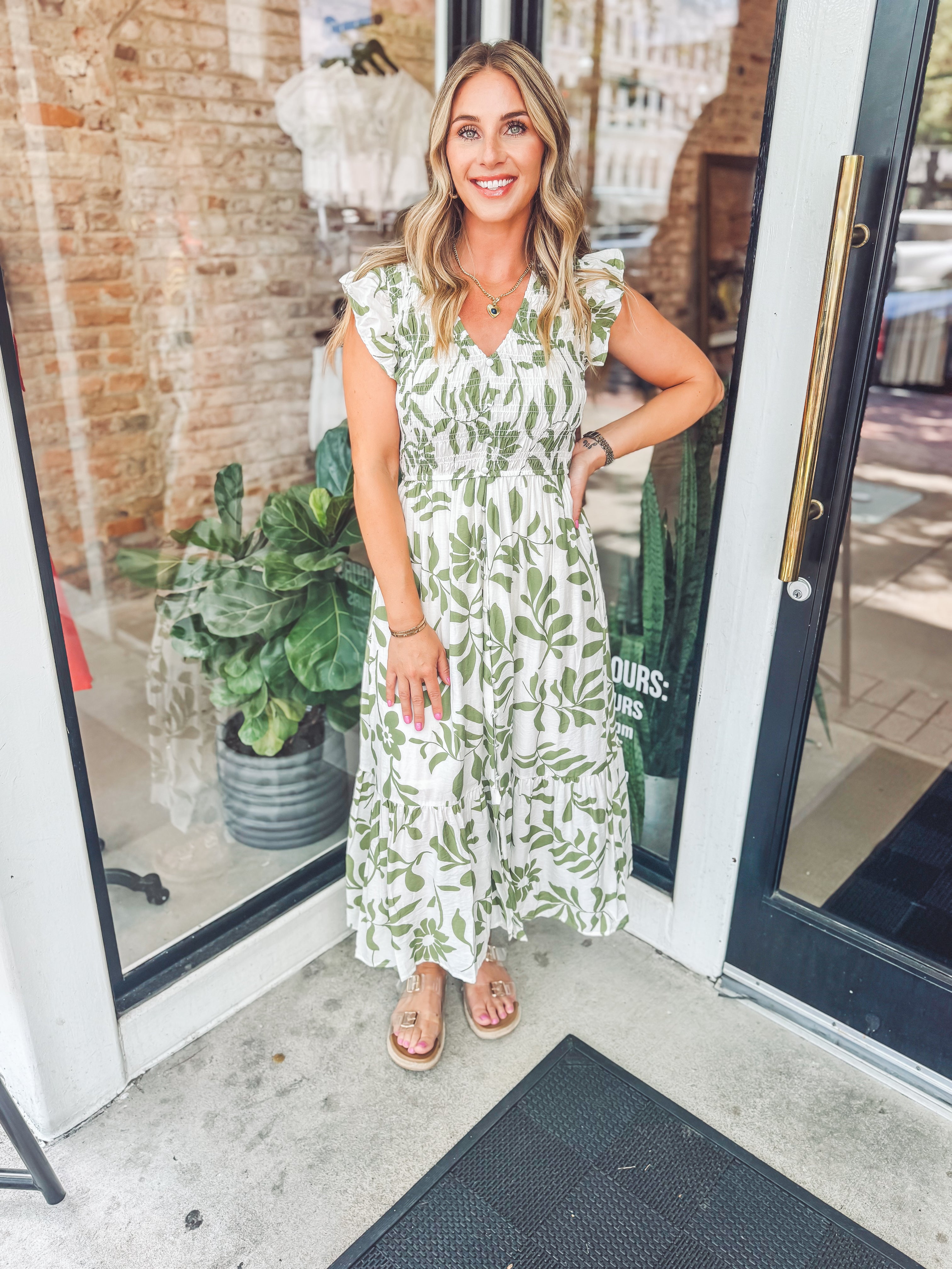 printed smocked midi dress Women's Neutrals Lilienne Hand-Block Printed Smocked Midi Dress | Medium