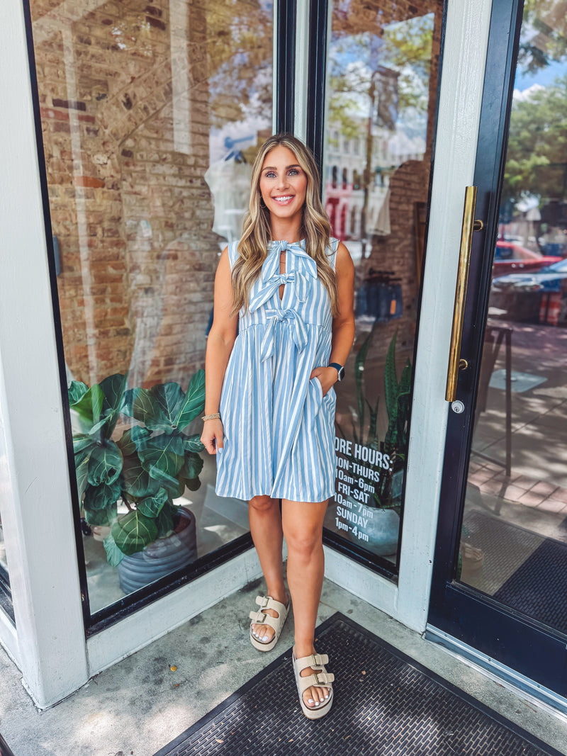 Striped and bow tied dress