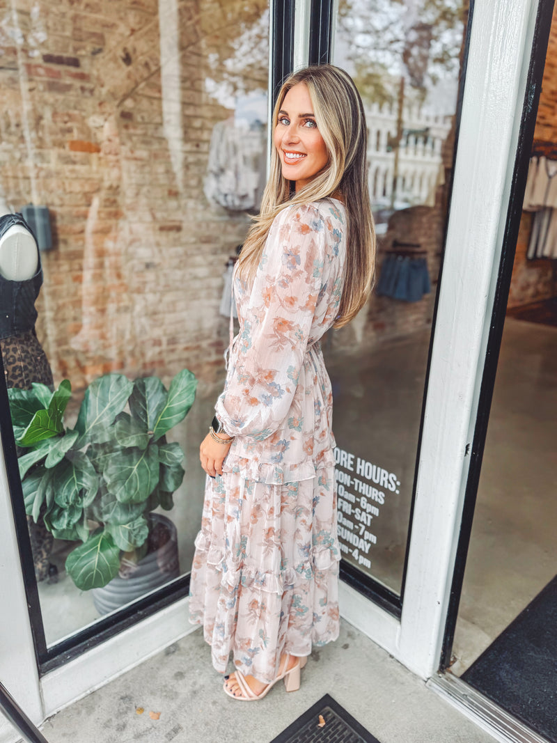 Muted floral maxi dress