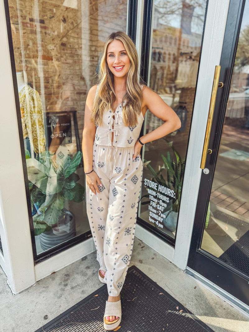 Brunch babe linen top - set