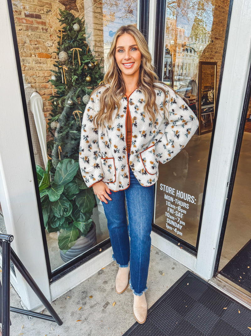Floral sherpa jacket