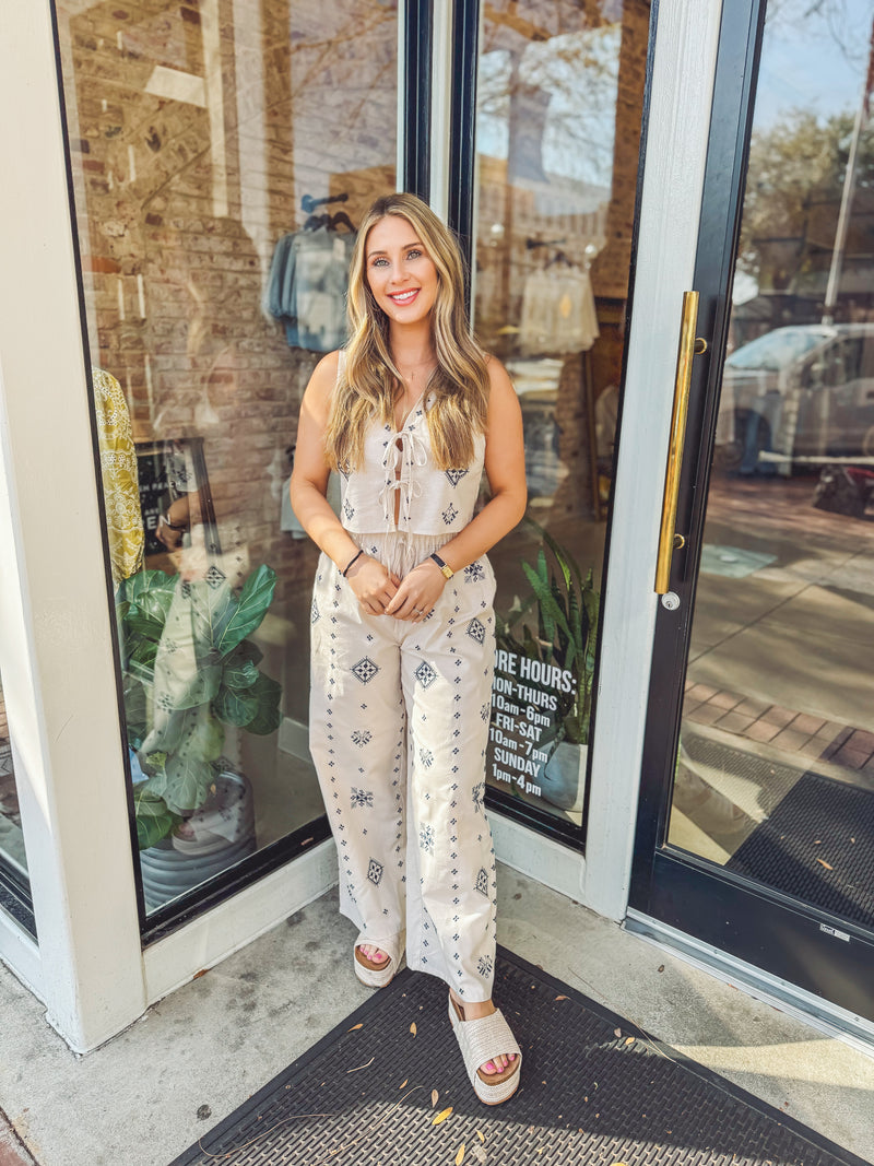 Brunch babe linen bottoms - set