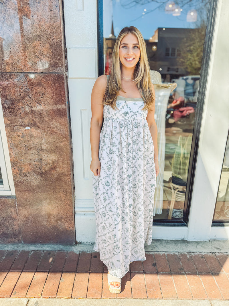 Toile print maxi dress
