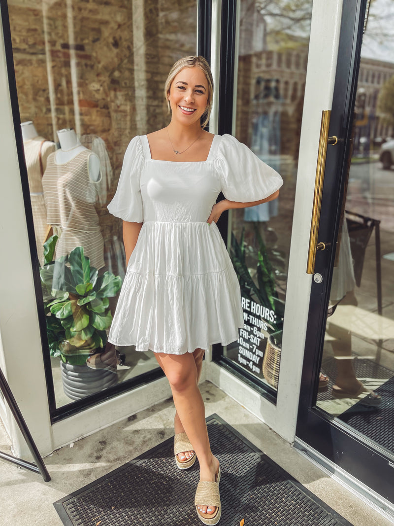 Off in white mini dress