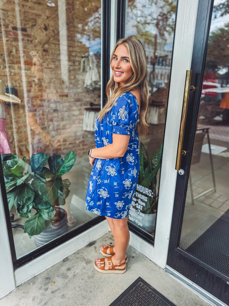 Embroidered mini dress
