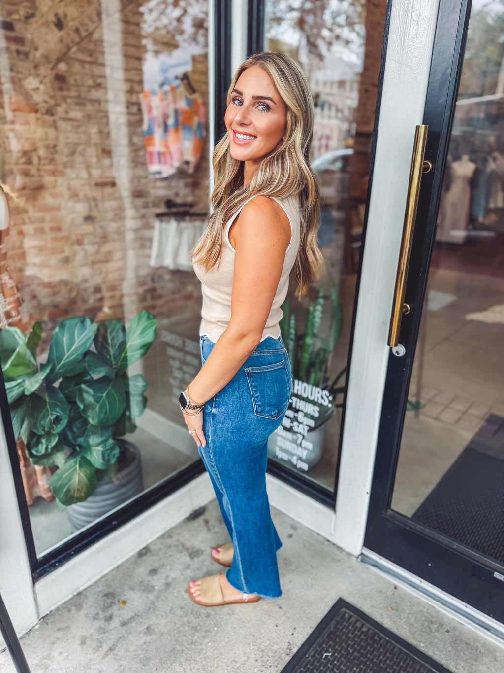Medium wash straight denim