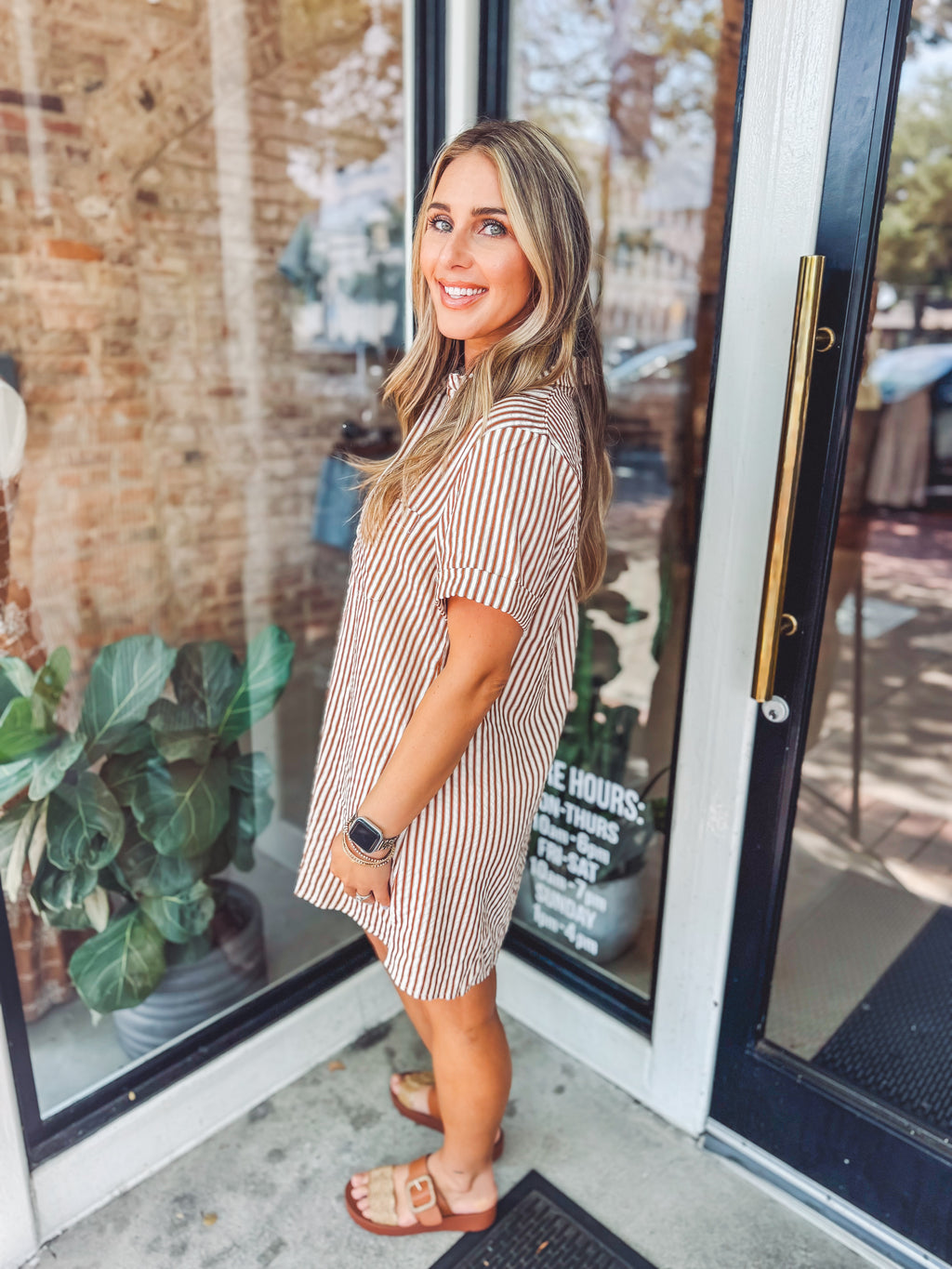 Striped easy shirt dress