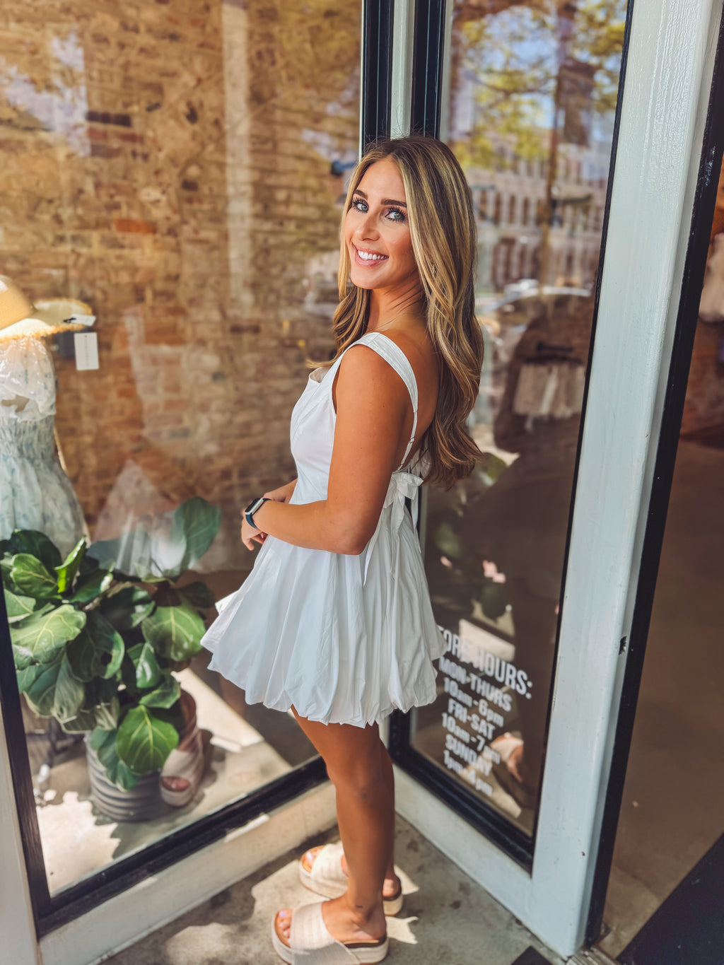 Bow bubble hem dress