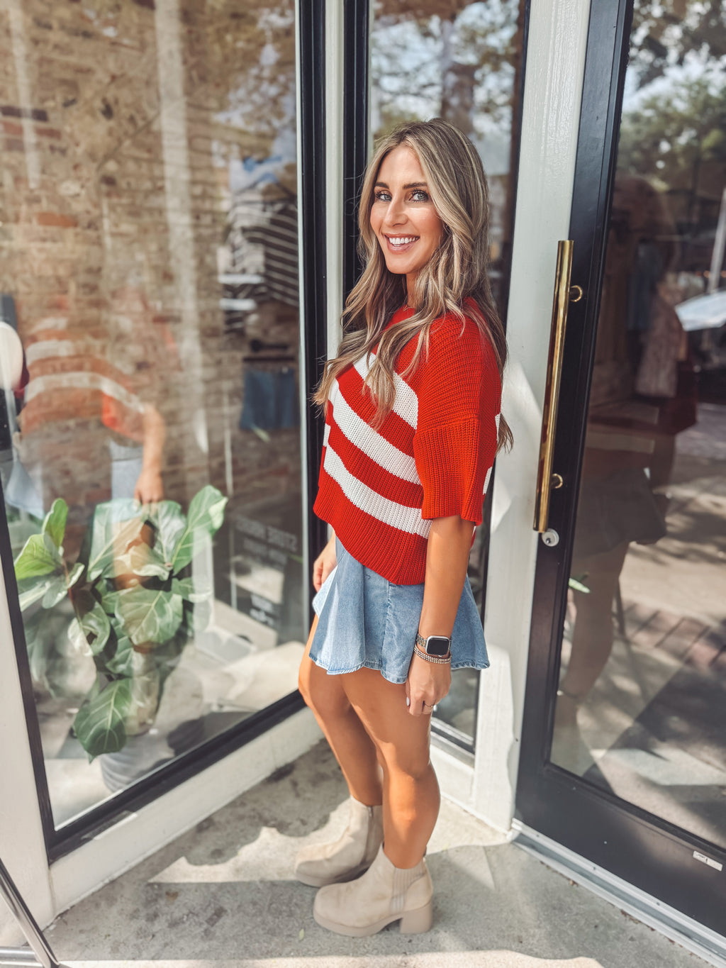 Georgia striped knit top