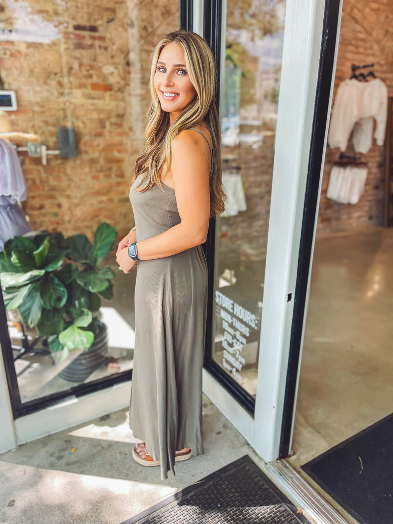 With the flow dress - olive