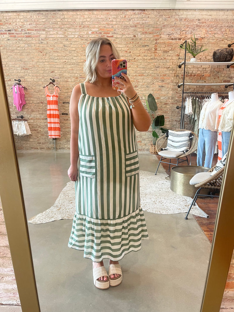 Cactus striped midi dress
