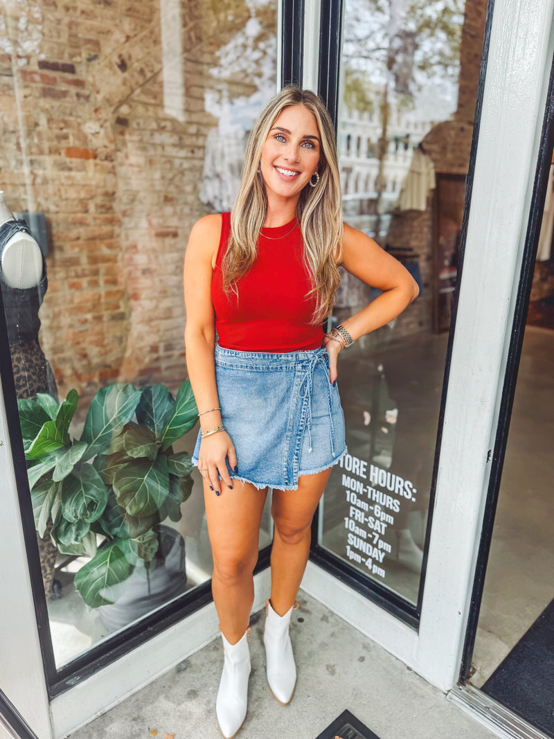 Round neck bodysuit - Crimson