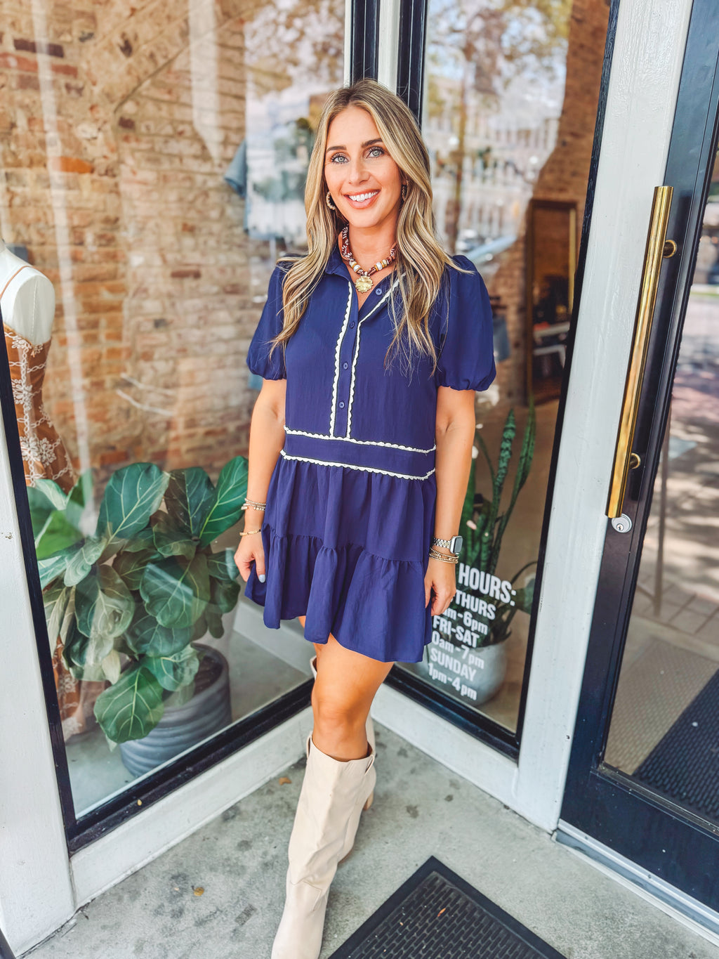 Scallop trim mini dress