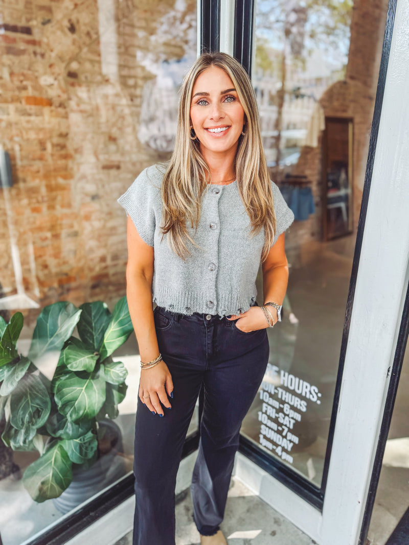 Boxy button sweater vest