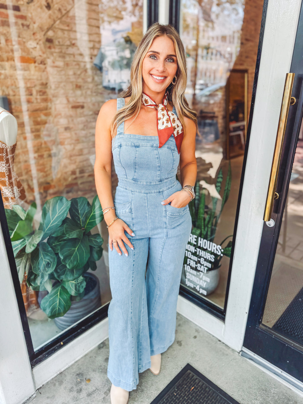 Denim zipper jumpsuit