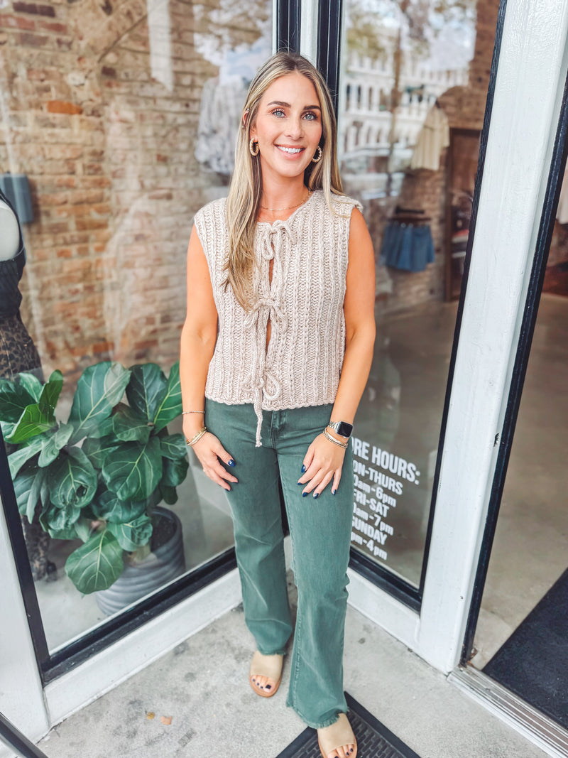 Frayed cut off denim - Olive