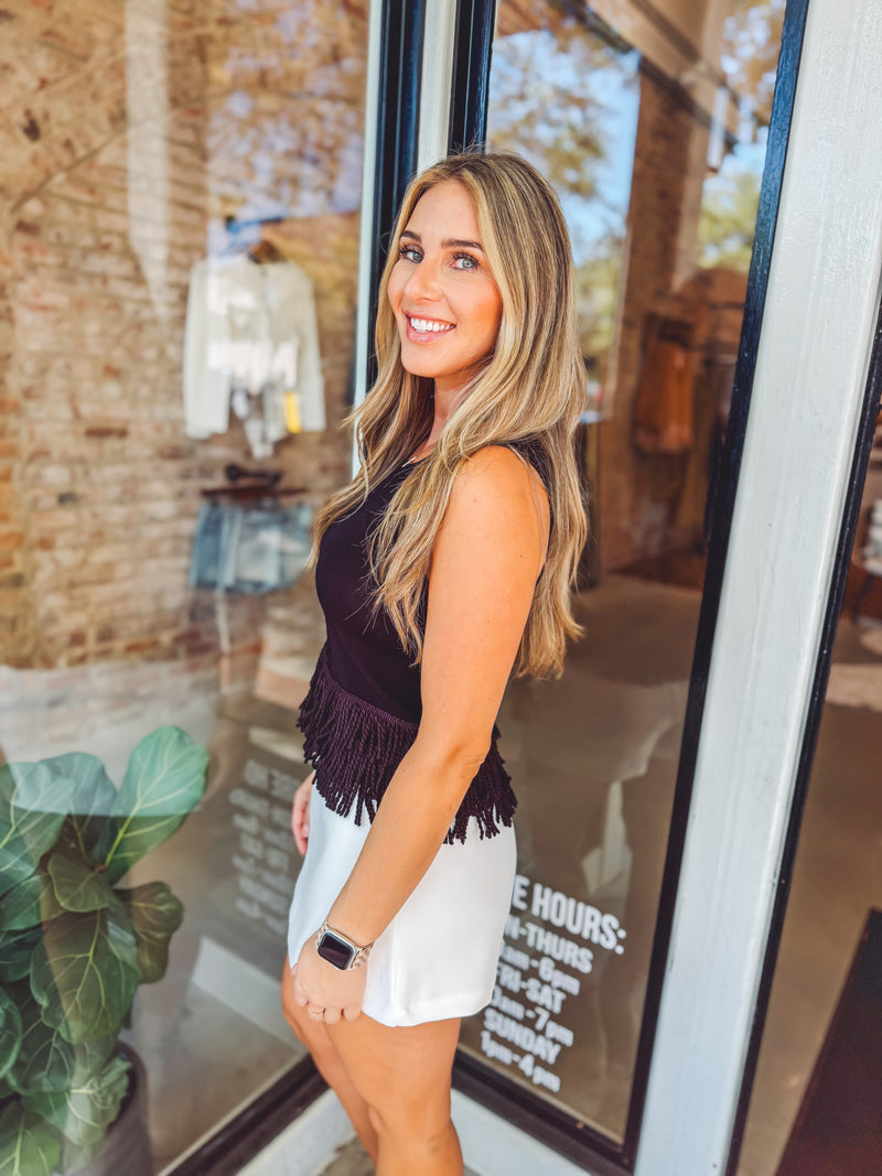 Fringe hem tank - Black