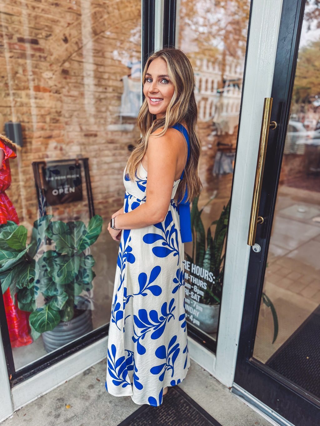 Leaf print midi dress
