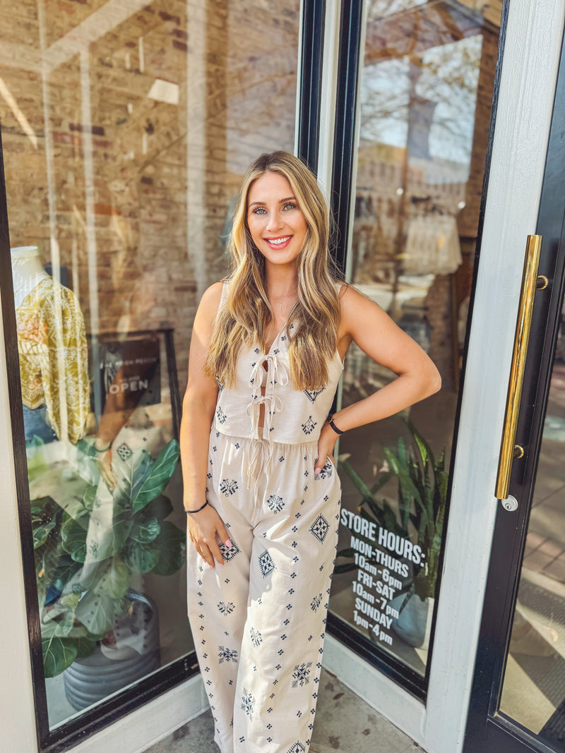 Brunch babe linen top - set