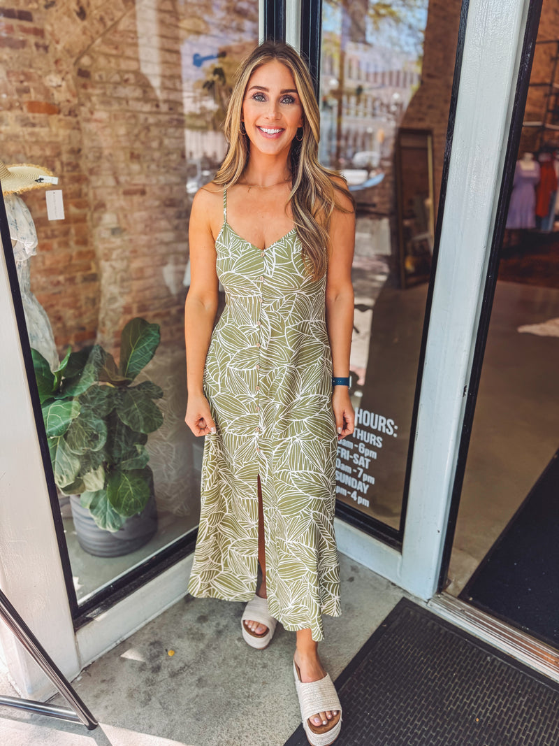 Sage print midi