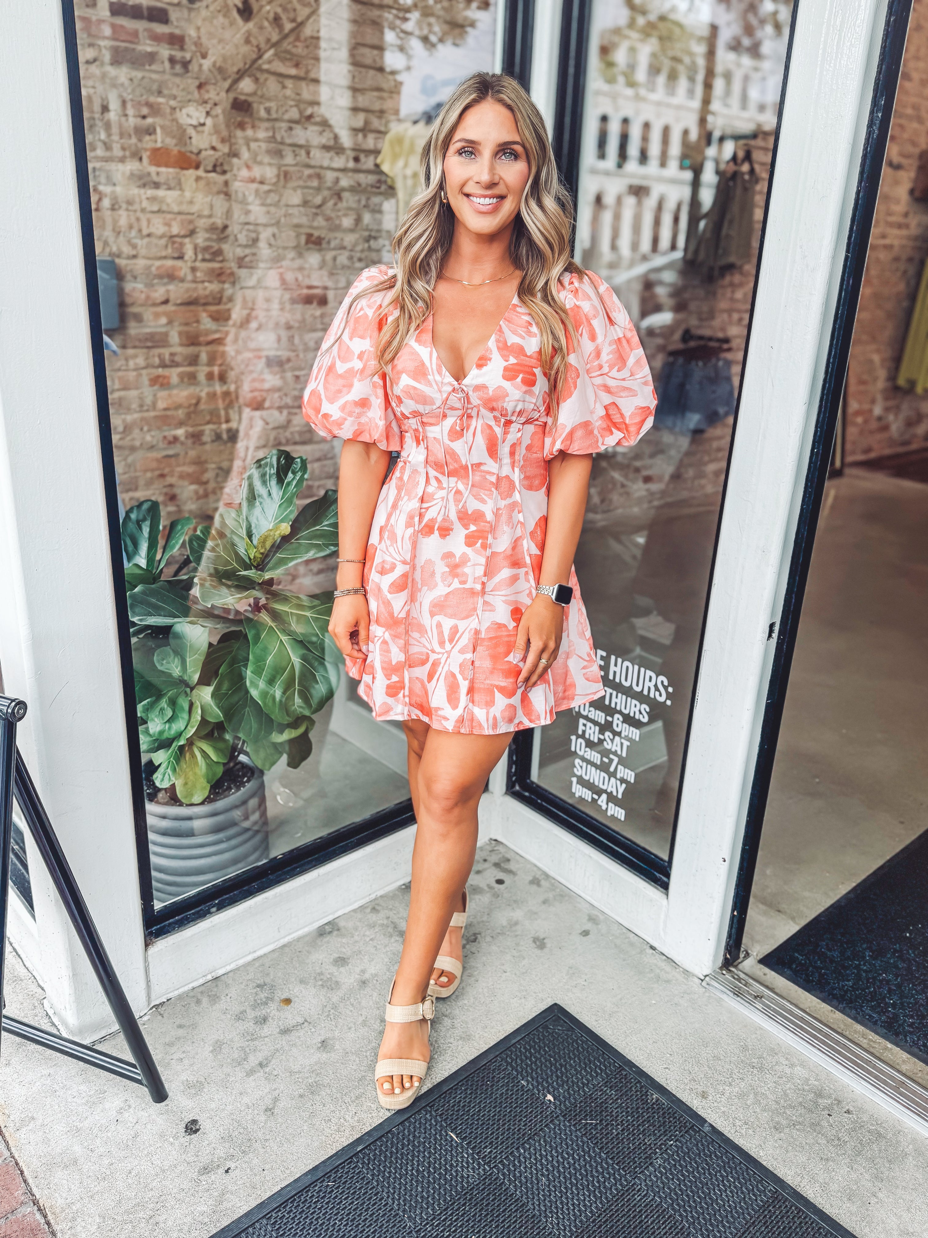 peach mini dress Peach watercolor mini dress