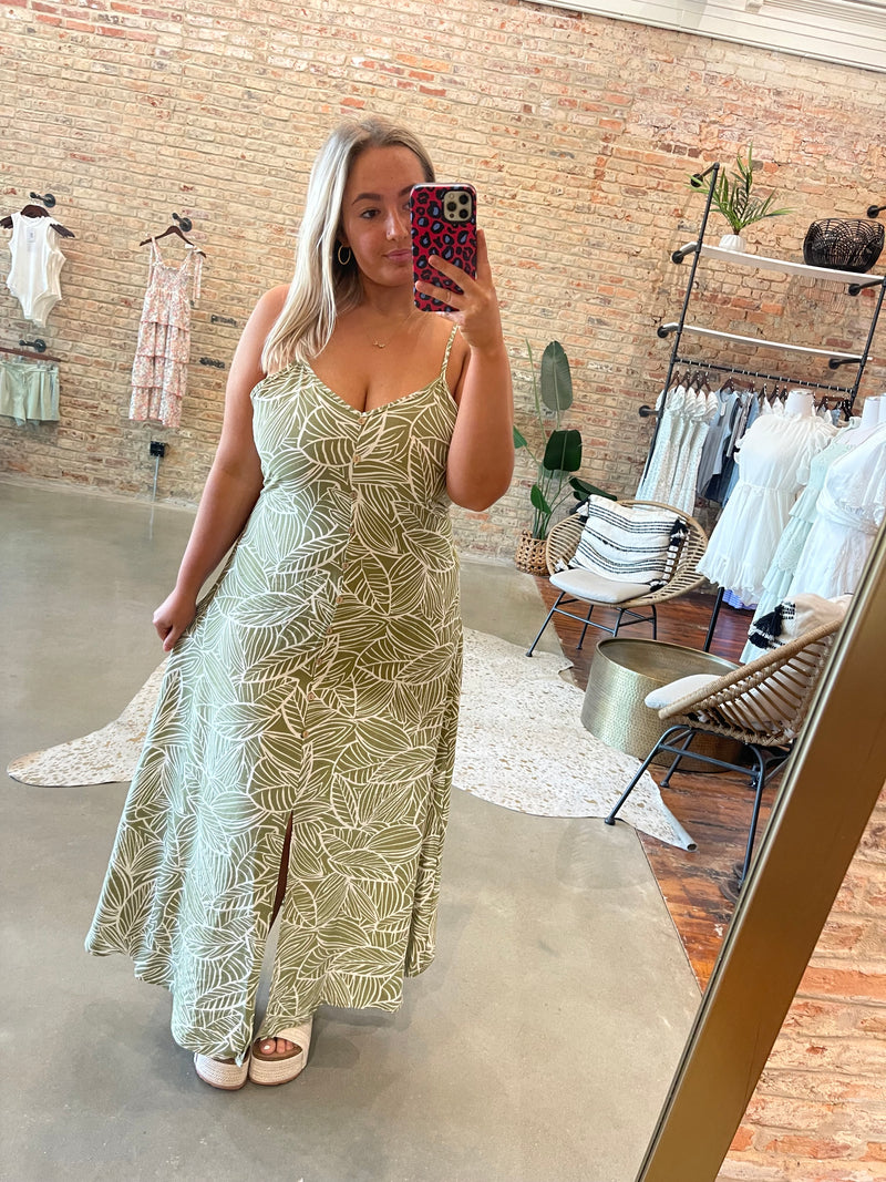 Sage print midi
