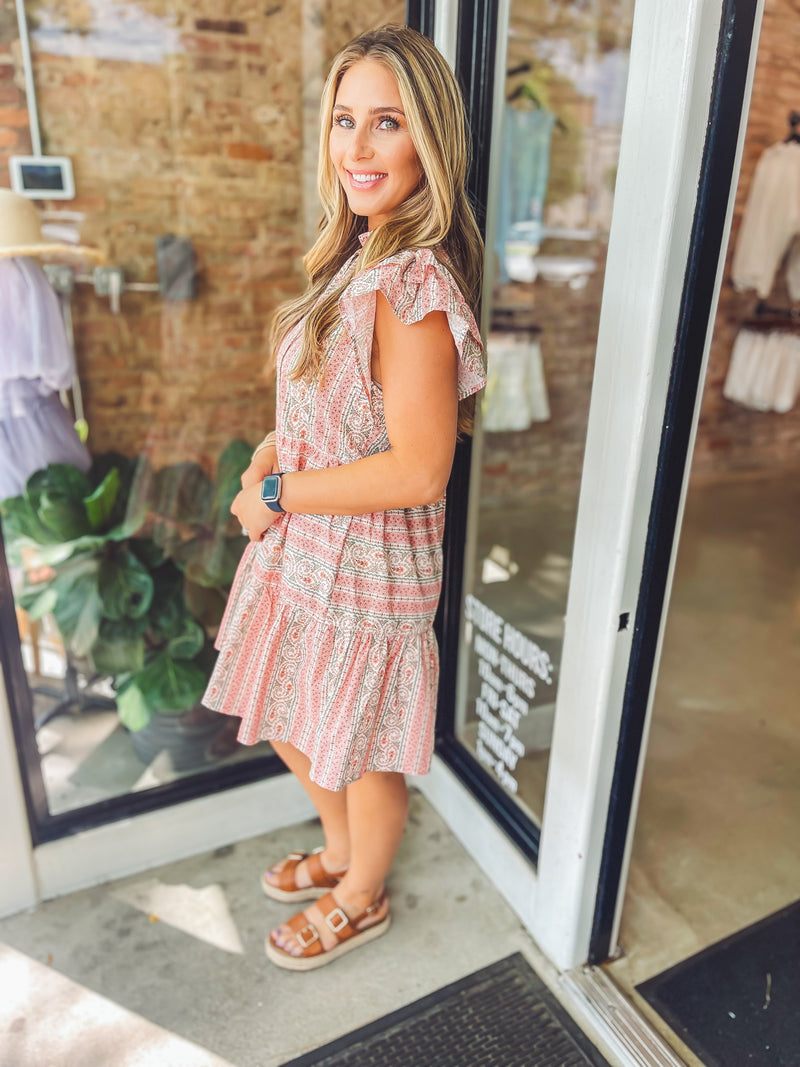 Multi print mini dress