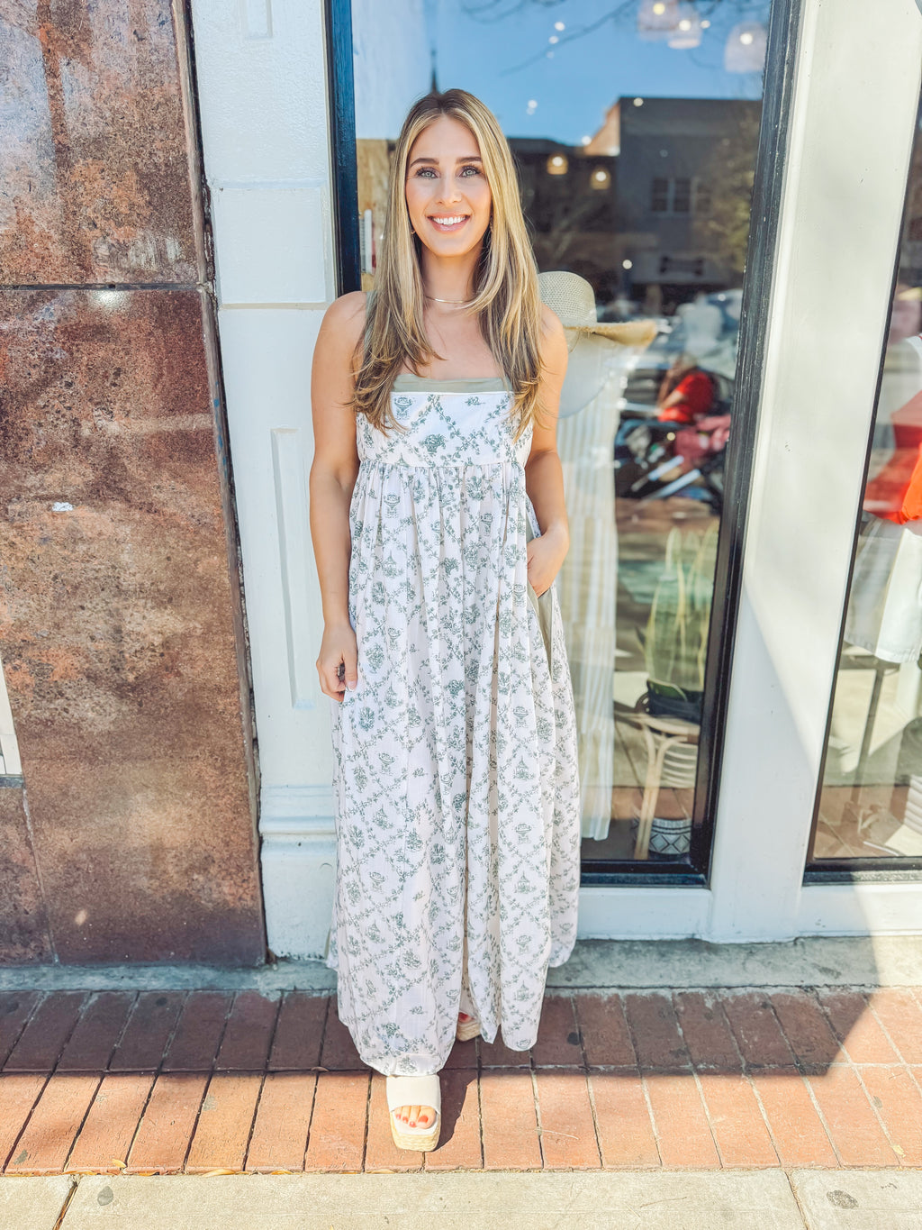 Toile print maxi dress