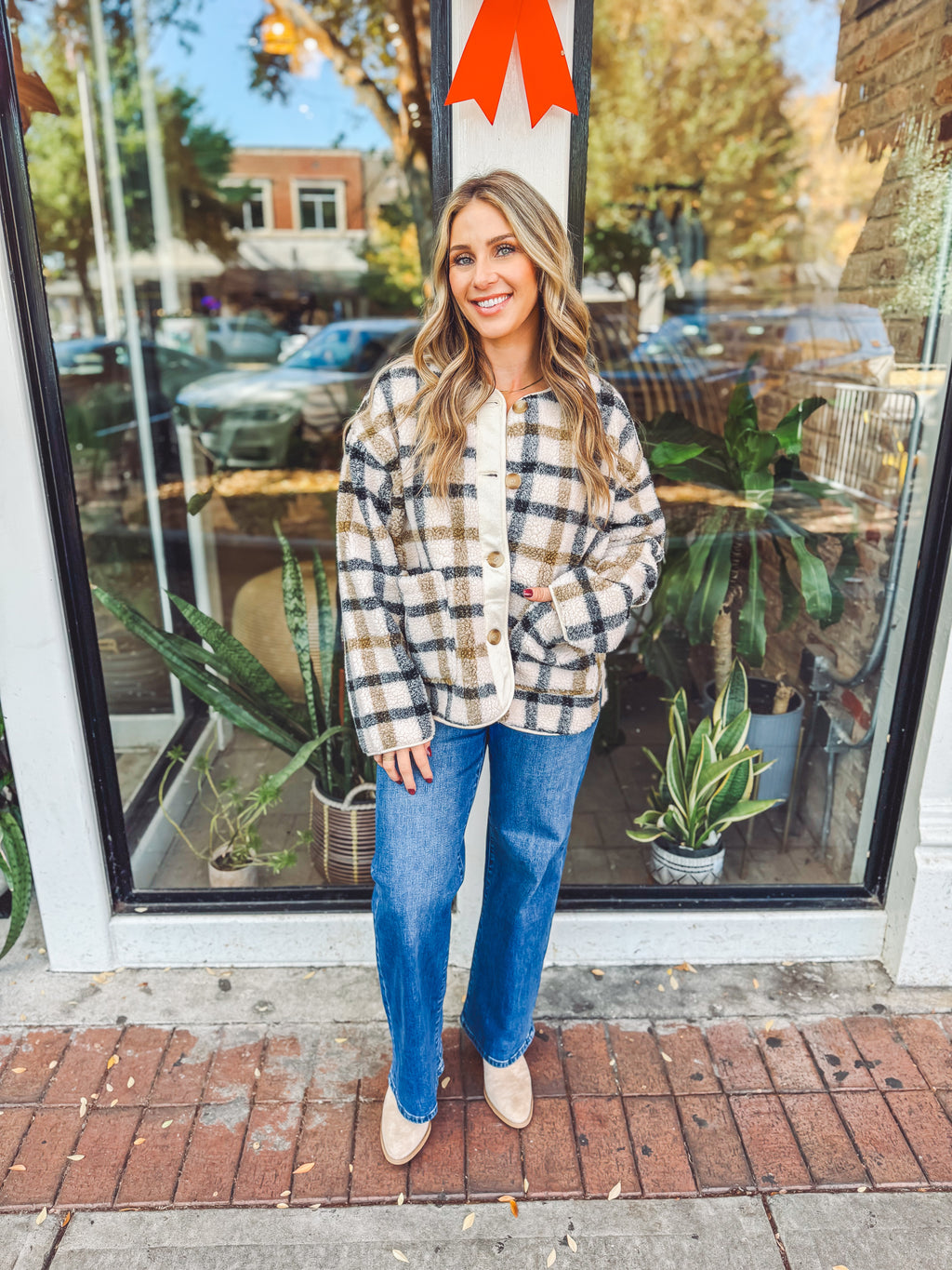 Plaid teddy jacket