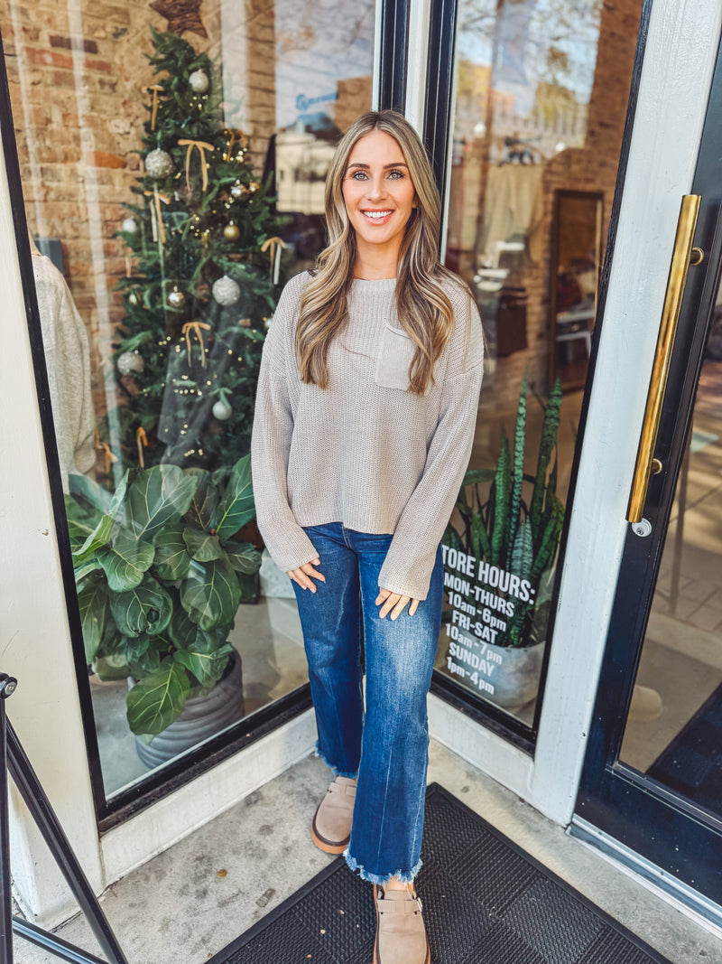 Drop shoulder  sweater - champagne