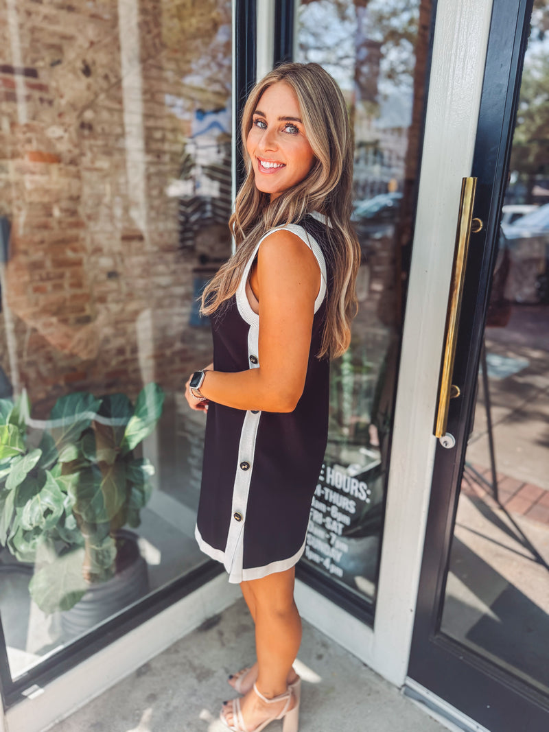 Black knit mini dress