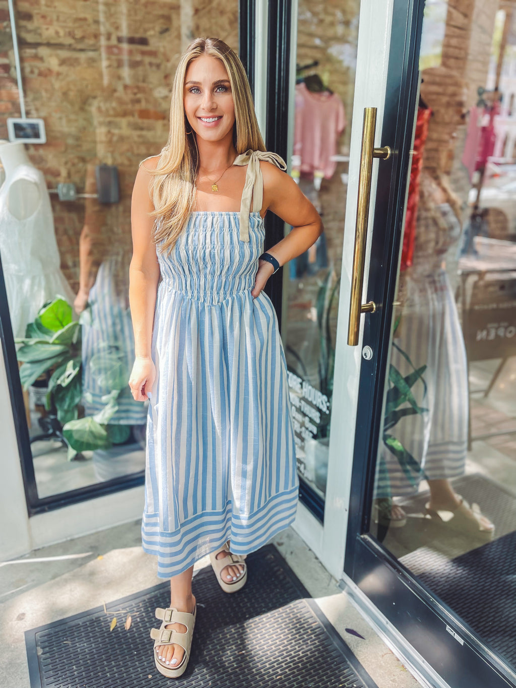 Striped midi dress