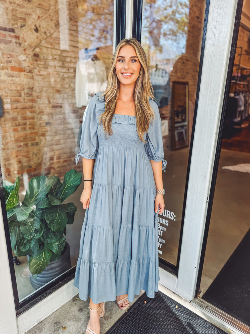 Ruffled fall midi dress