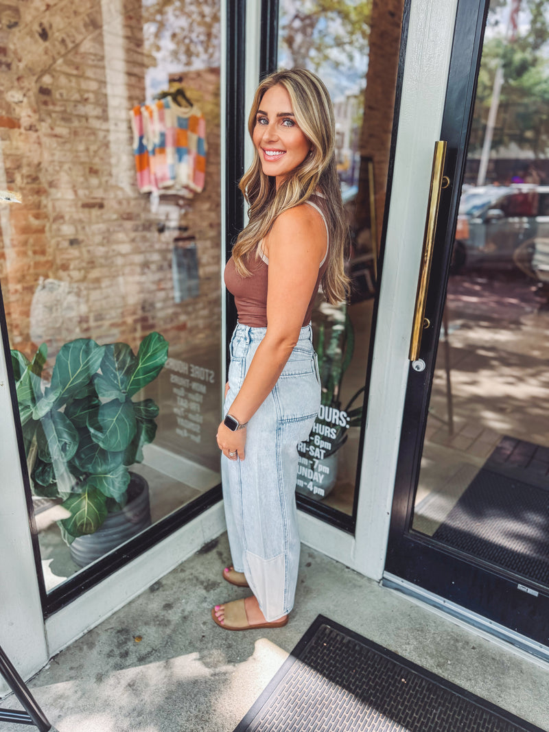 Color block bodysuit - mocha