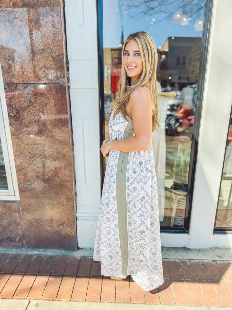 Toile print maxi dress