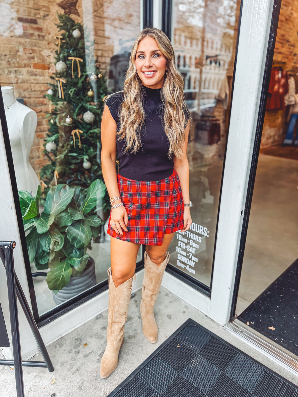 Christmas plaid skort