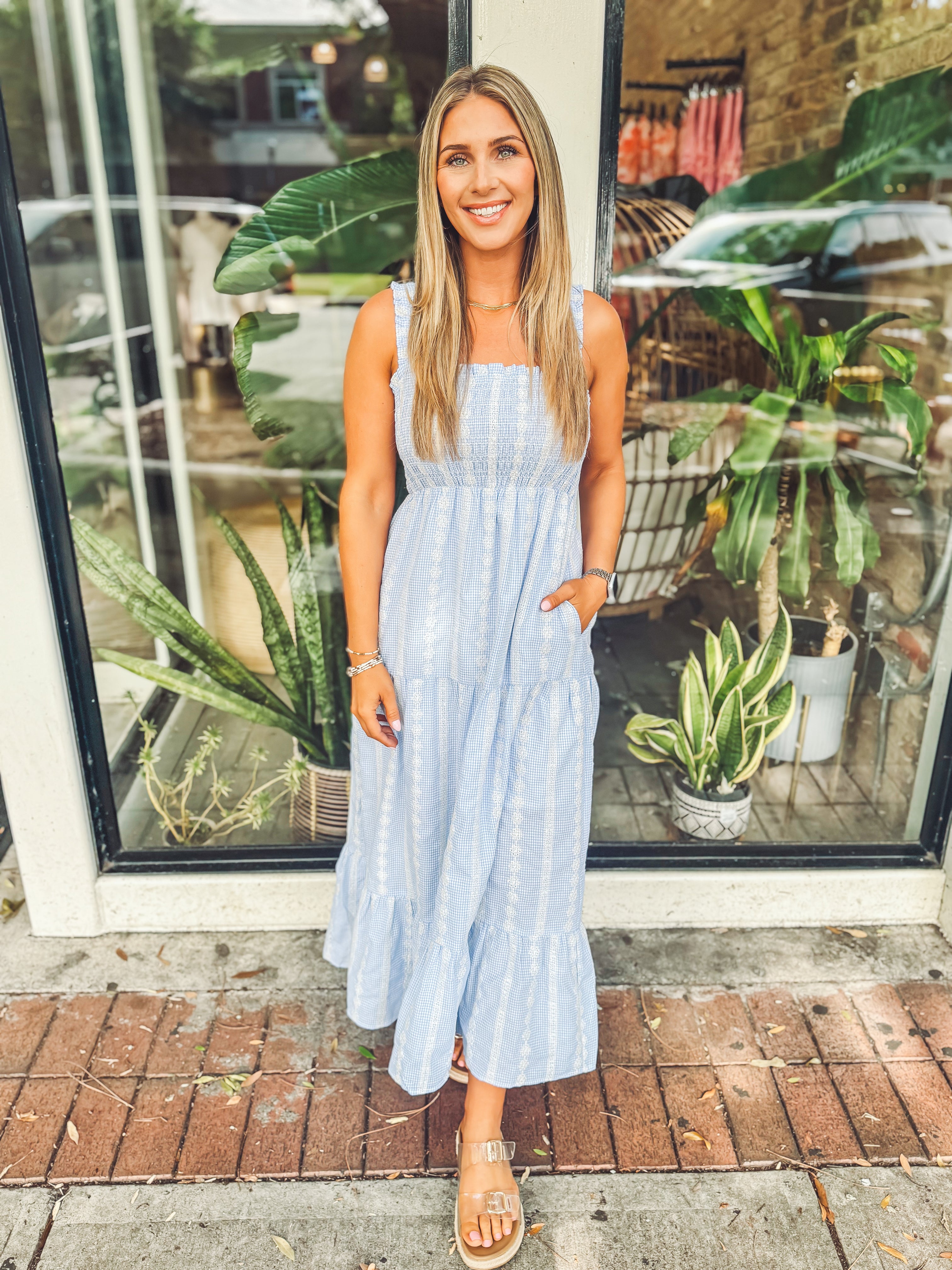 Blue smocked maxi dress Blue smocked maxi dress
