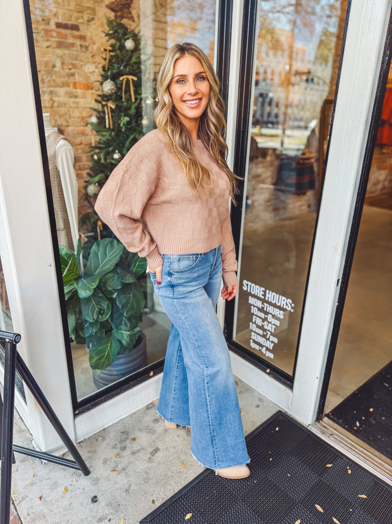 Squared away sweater - taupe