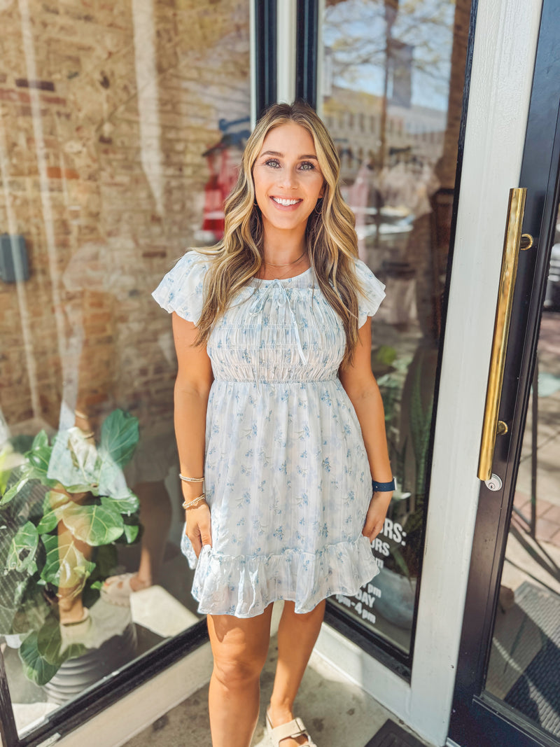 Spring in blue mini dress