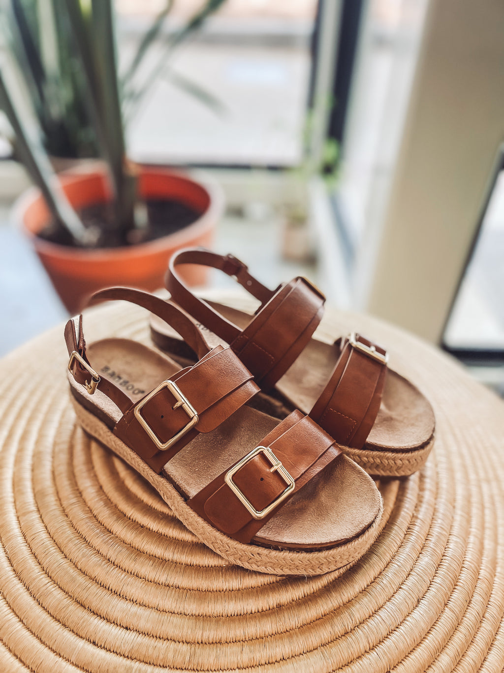 Double buckle platform sandals