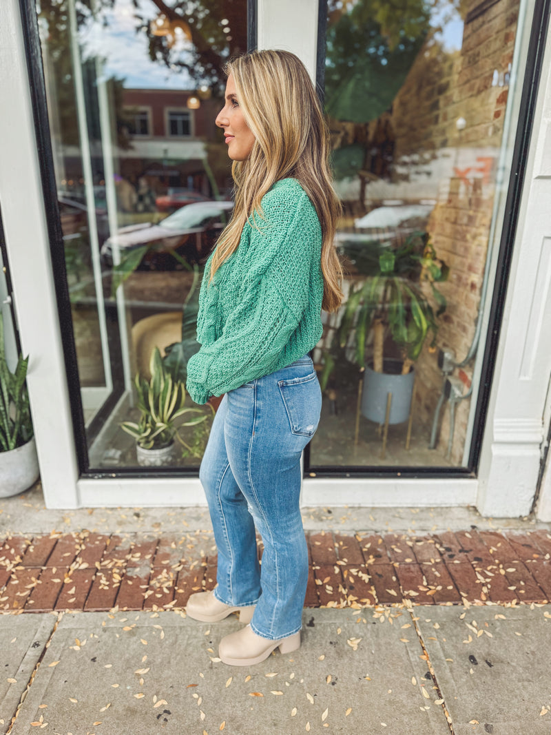 Medium wash straight denim