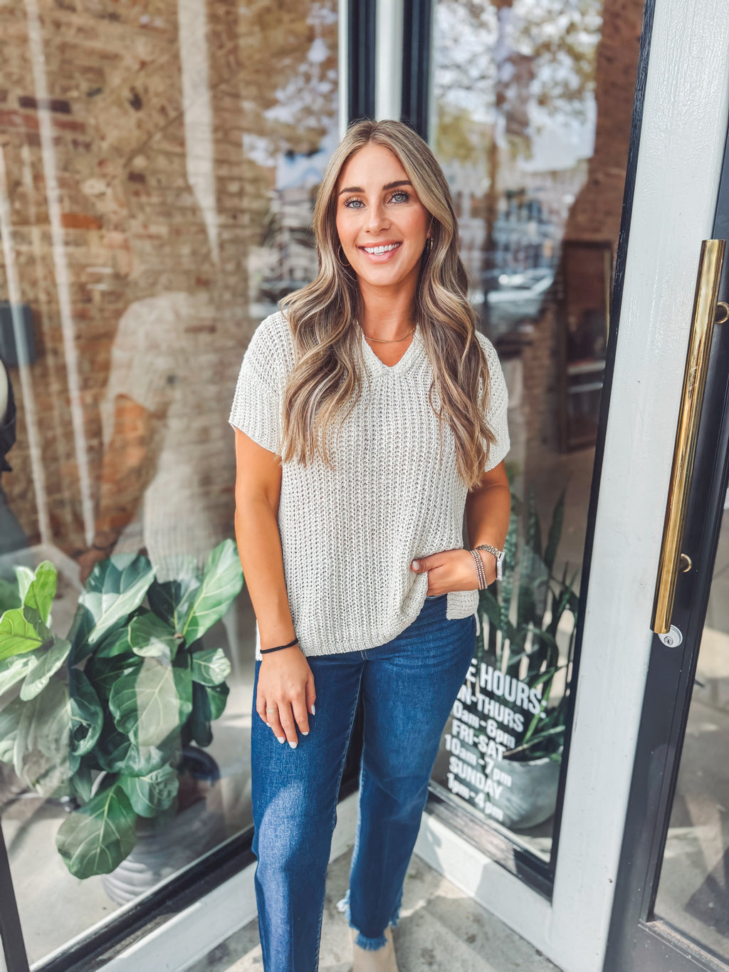 Knit sweater top - cream