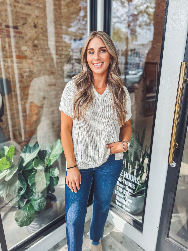 Knit sweater top - cream